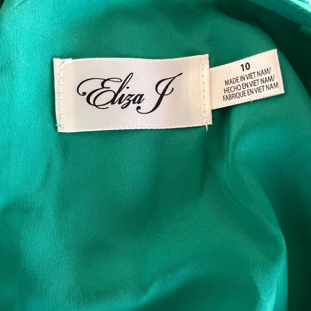 WOMEN’S NWT ELIZA-J GREEN FLORAL TEXTURE BALLOON SLEEVE A-LINE‎ DRESS TIERED HEM